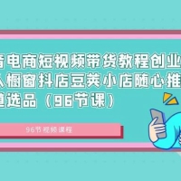 抖音电商短视频带货教程，创业达人橱窗、抖店、豆荚小店、随心推赛道选品（96节课）