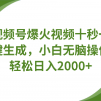 视频号爆火视频十秒一键生成，无需剪辑，带音频字幕多平台同步发送，轻松日入2000+