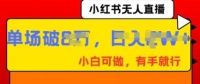 小红书无人直播，纯小白可做，有手就行，单场直播销售额破8w