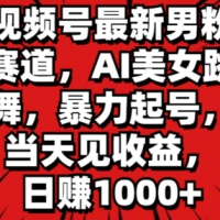 视频号最新男粉赛道，AI美女跳舞，暴力起号，当天见收益，日赚1K